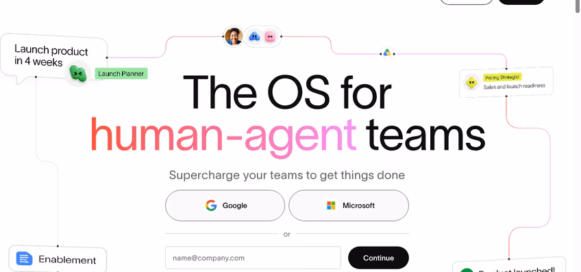 Asana homepage presenting AI-powered work management for teams