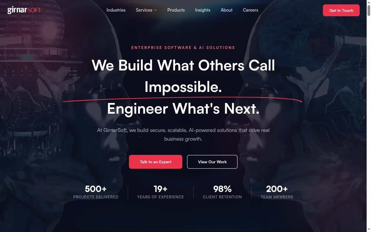 GirnarSoft official homepage captured October 7, 2026