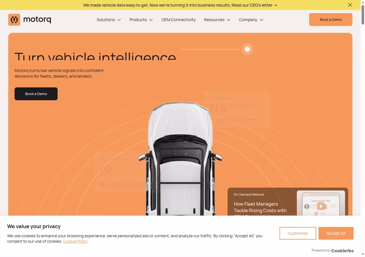 Motorq current homepage, October 5, 2026