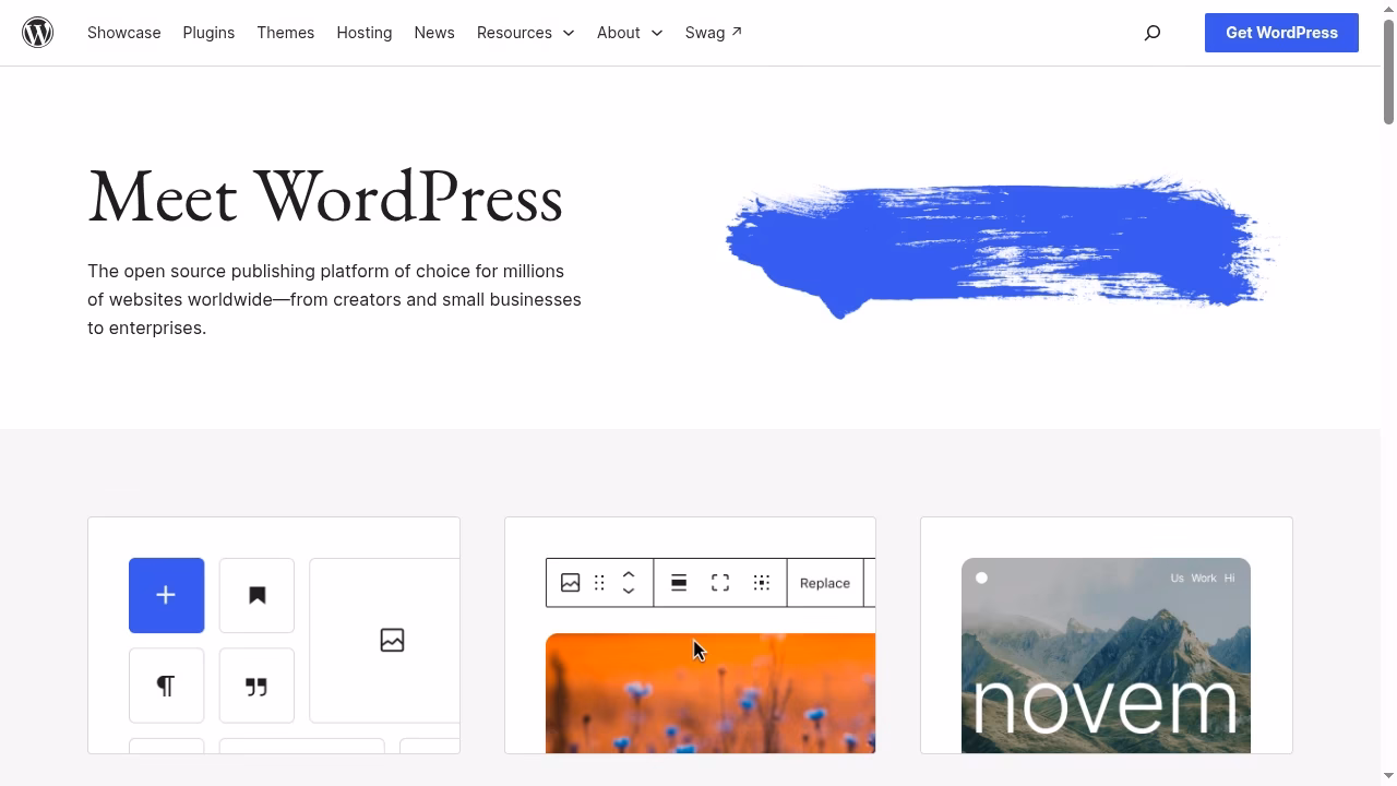 WordPress official homepage and publishing platform introduction