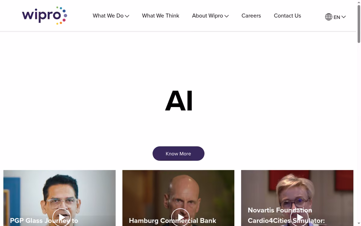Wipro desktop homepage showing its current brand and services