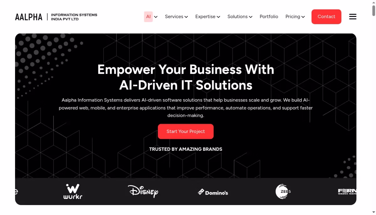 Aalpha Information Systems official company homepage, captured for the cryptocurrency wallet developer profile