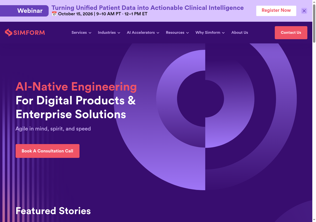 Simform website captured October 5, 2026
