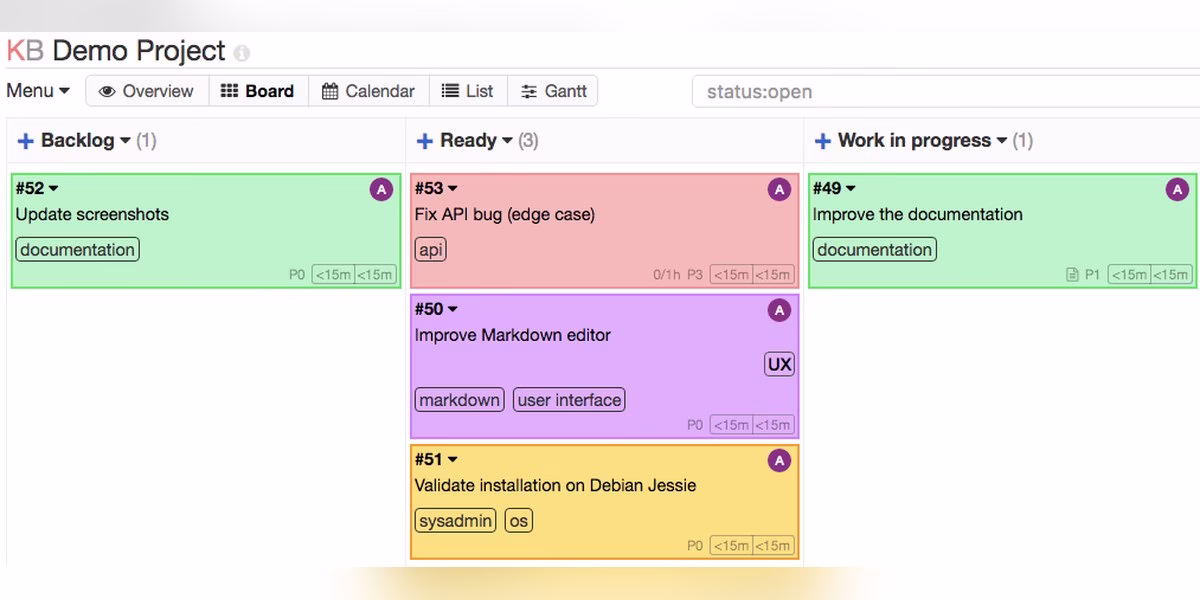 Kanboard Kanban board screenshot
