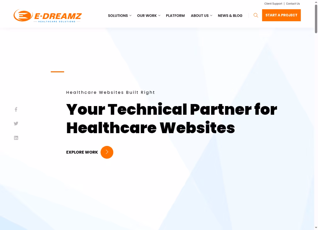 E-dreamz desktop homepage showing its current services