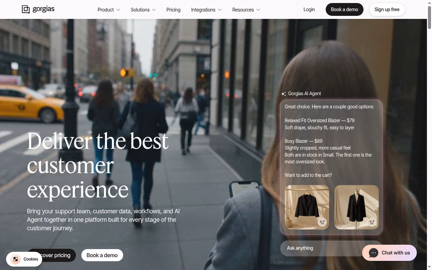 Gorgias homepage promising the best customer experience for ecommerce brands