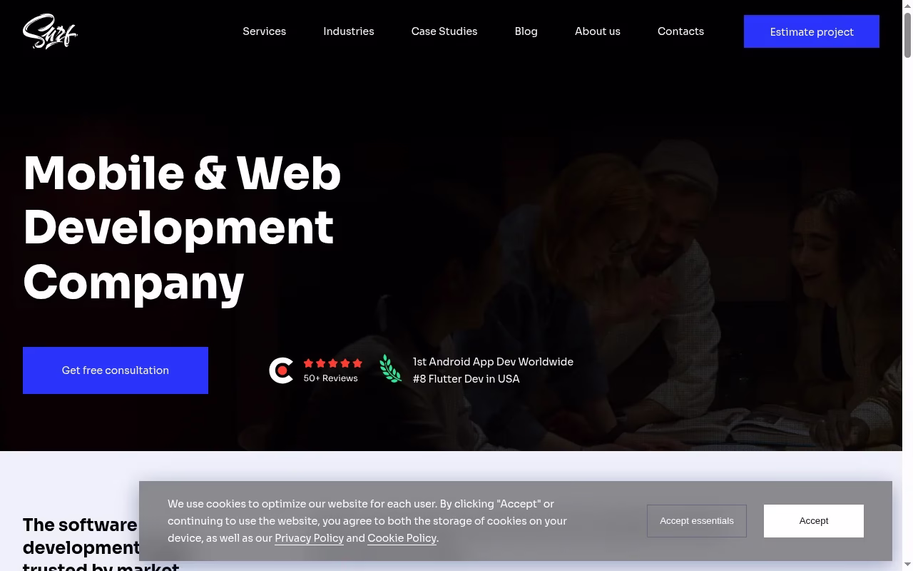 Surf official homepage captured October 7, 2026