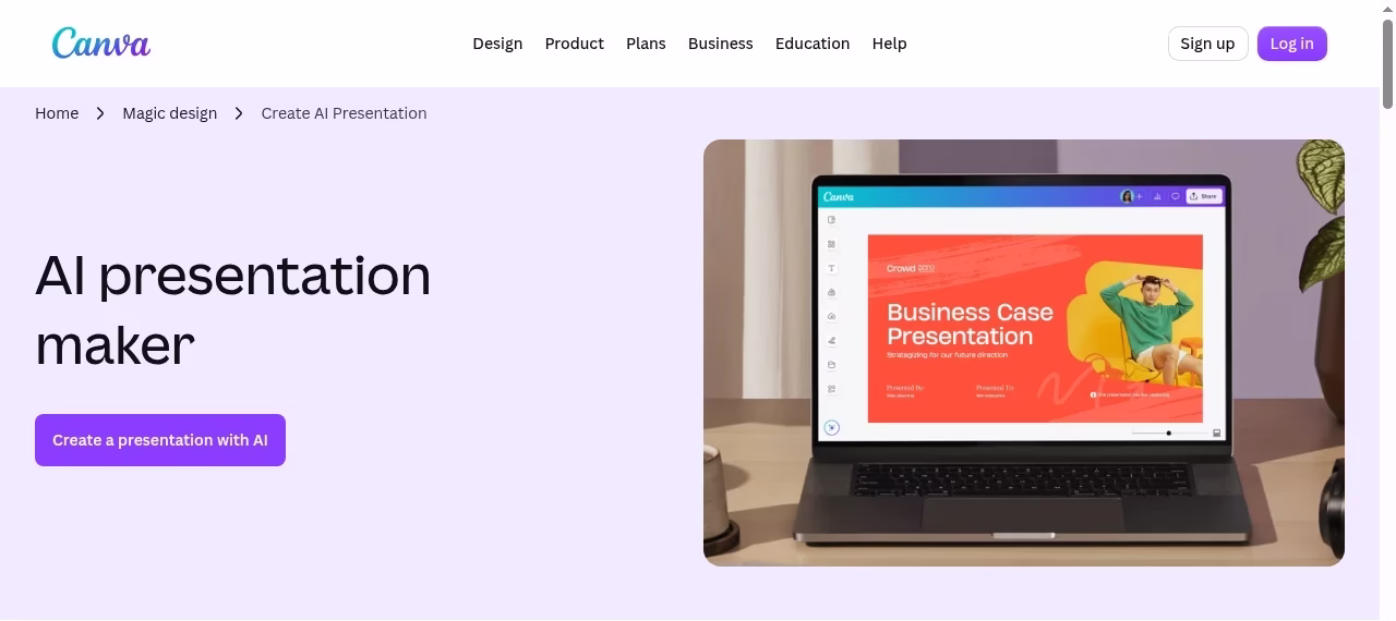 Canva official website hero showing mixed marketing assets