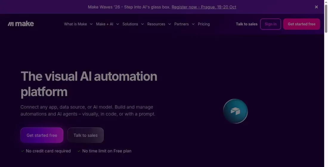 Make homepage describing its visual automation platform