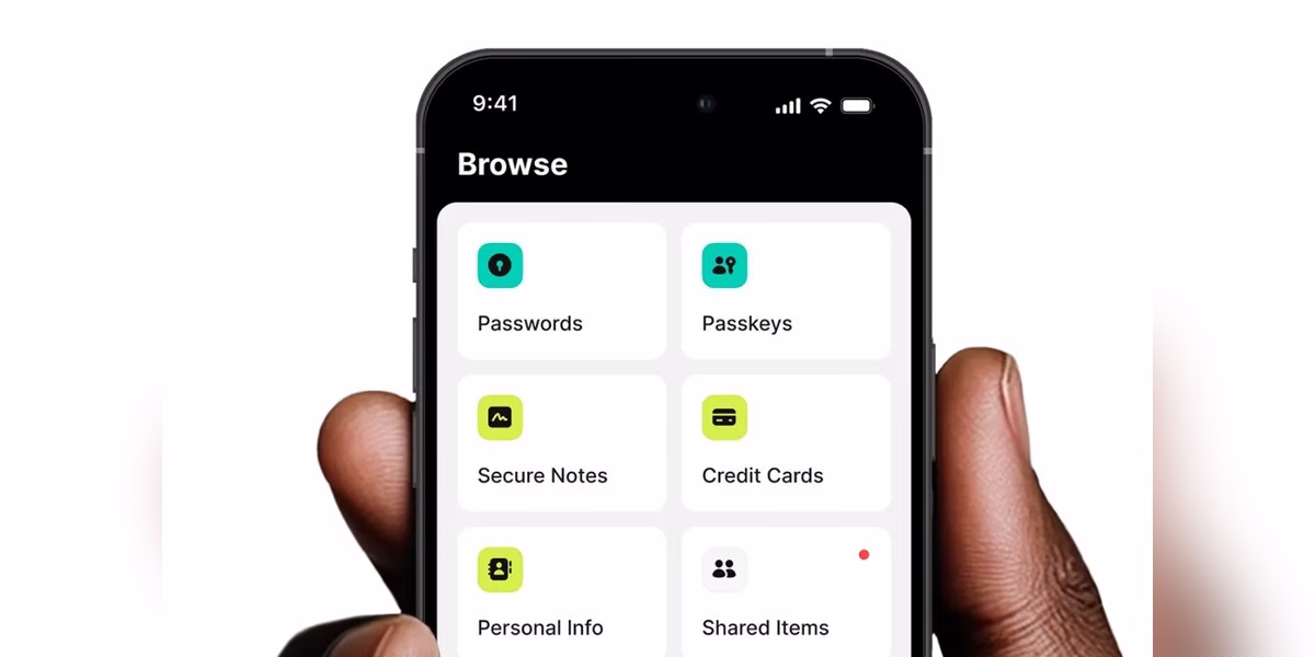 NordPass app screen on a phone showing vault categories