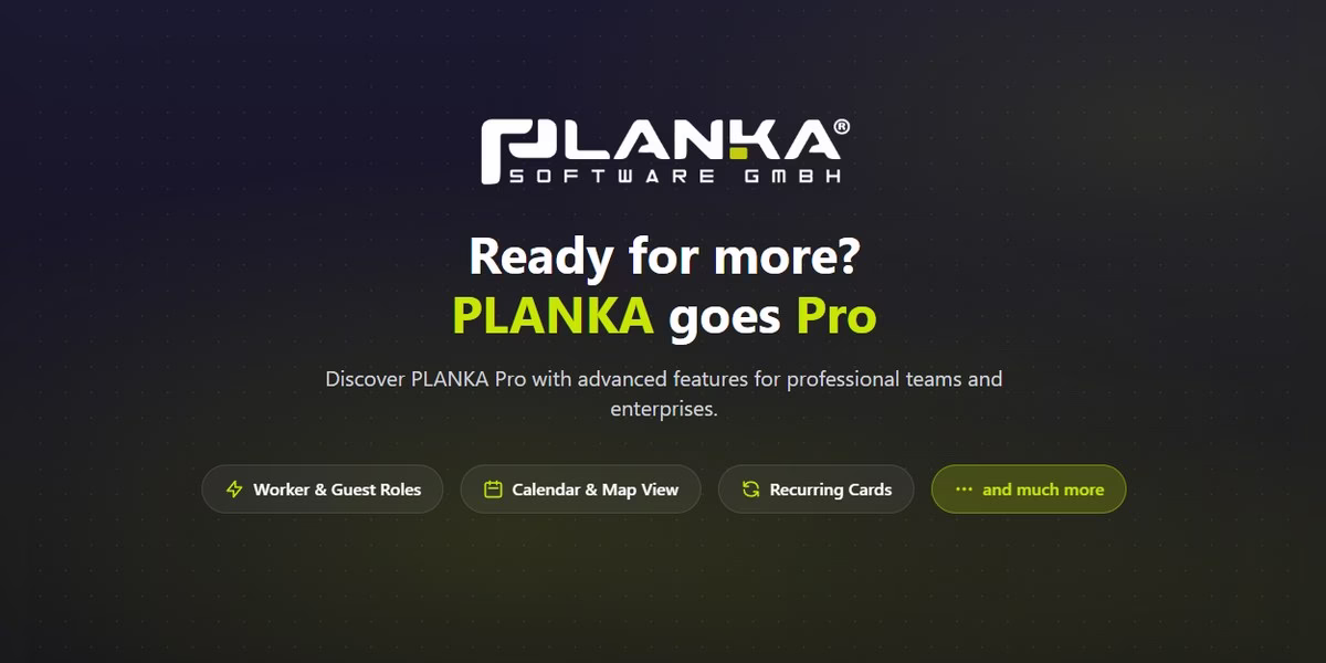 PLANKA self-hosted Kanban board image