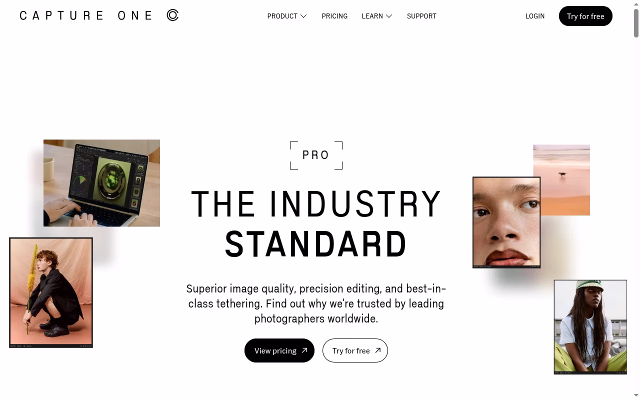 Capture One official website hero showing tethered and color-focused sessions