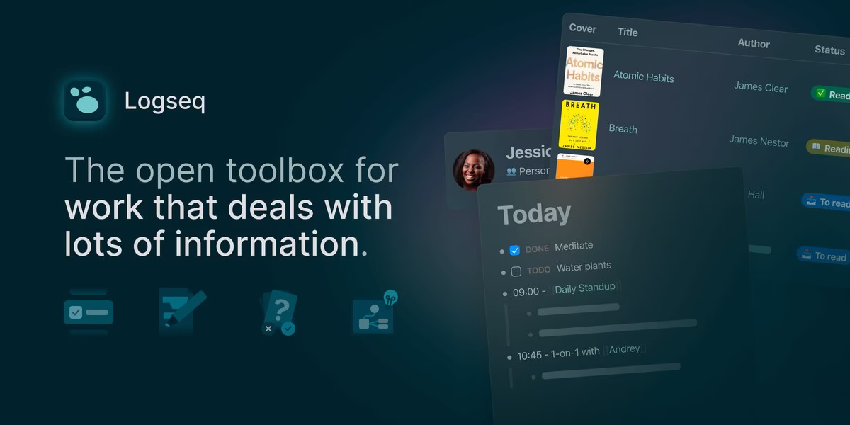 Logseq social banner for the privacy-first open-source knowledge base